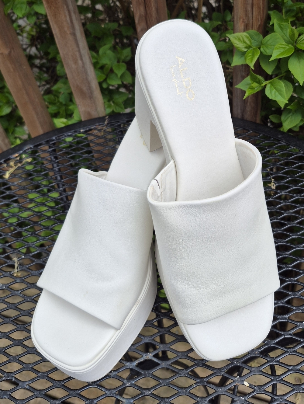 ALDO White Padded Slide Platform Mules - Picture 14 of 16